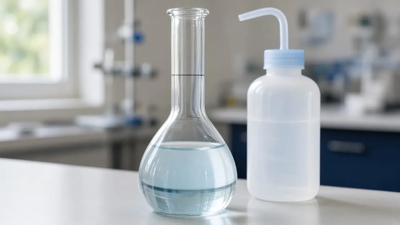 Volumetric flask used when preparing a standard solution