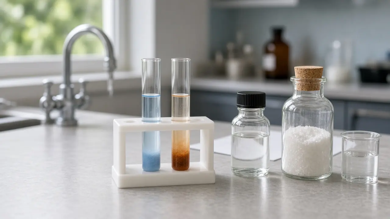 Test tubes arranged for inorganic salt analysis